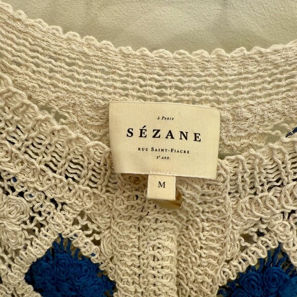 NWOT Sezane Ron Top Ecru / Blue - Size M - Picture 7 of 8